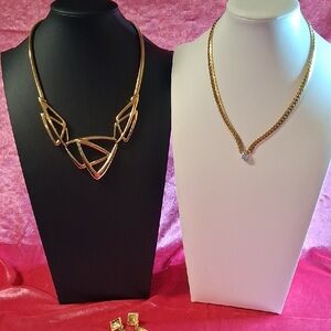 Trifari Designer Signed Earrings, Plus Stainless Steel Necklace Plus Earrings